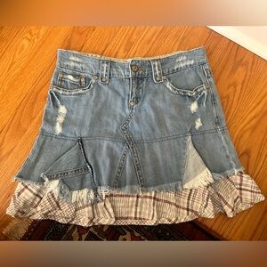Y2K Free People Denim Ruffle Mini Skirt